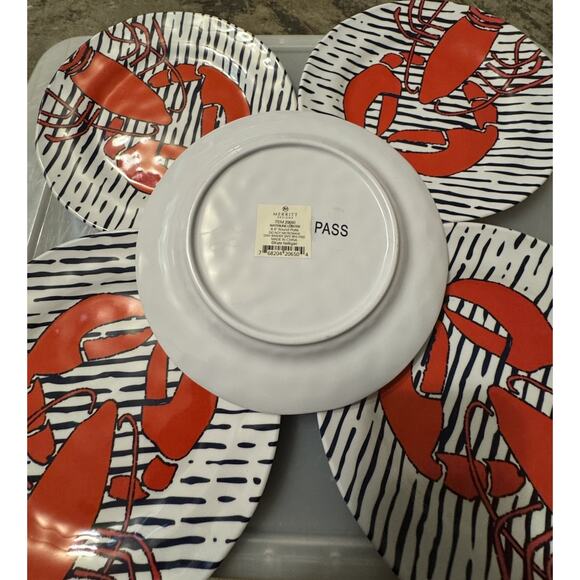 Kate Nelligan Merritt Designs 8.5” Round Plates 5PC Waterline Lobster #20650 - Picture 4 of 5